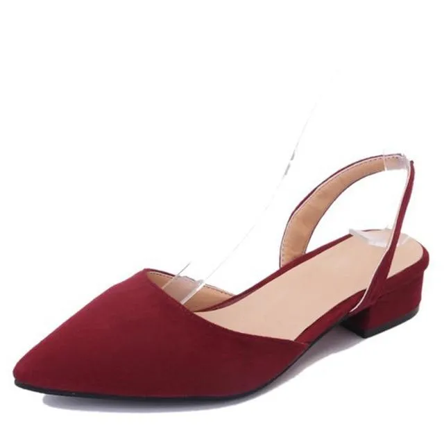 Slingback Flock Casual Footwear Pointed Toe Elegant Low Flat shoes