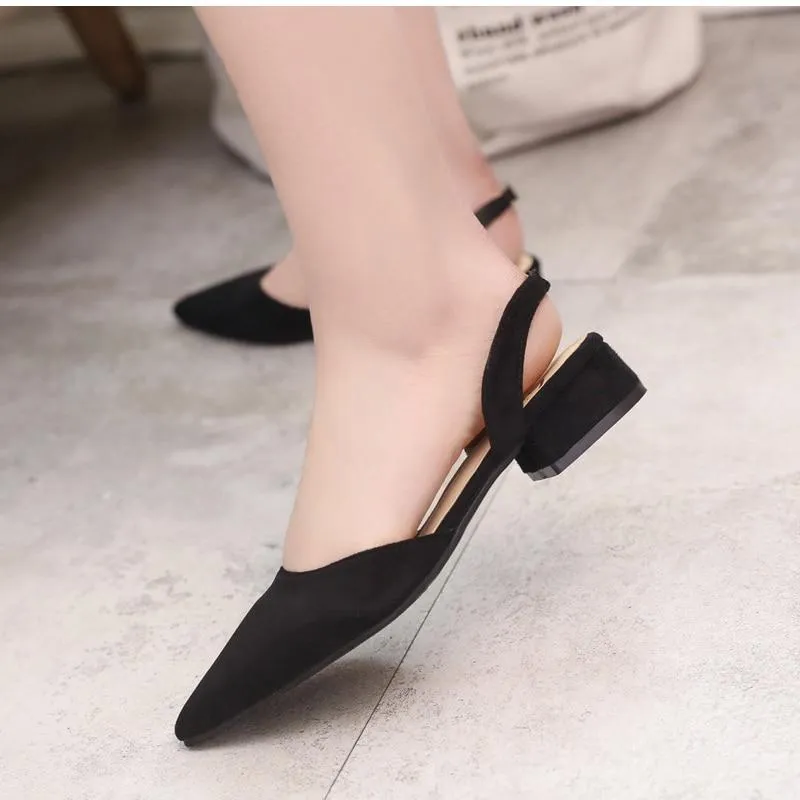 Slingback Flock Casual Footwear Pointed Toe Elegant Low Flat shoes
