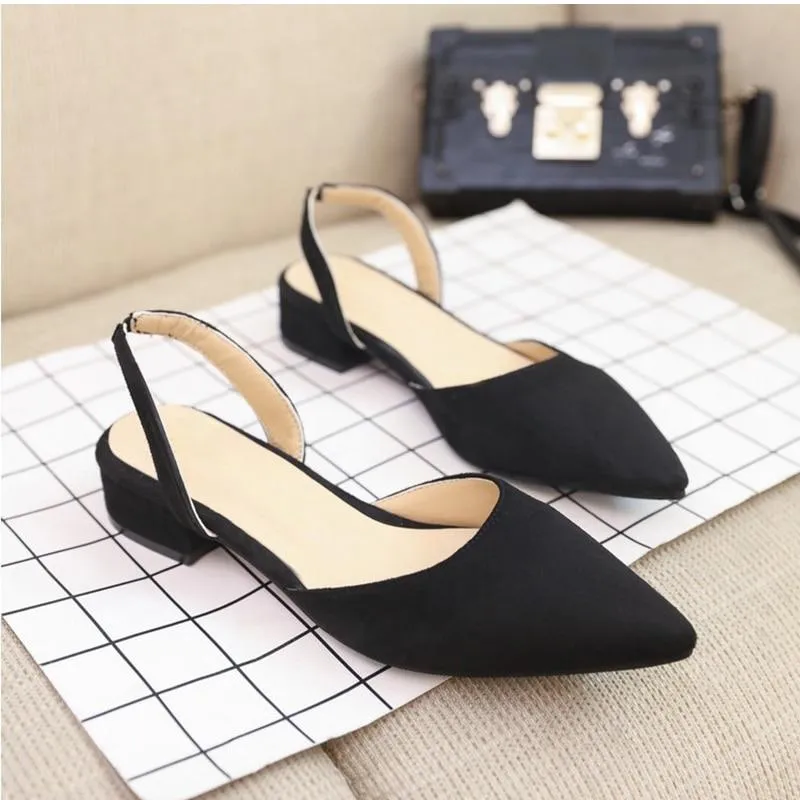 Slingback Flock Casual Footwear Pointed Toe Elegant Low Flat shoes