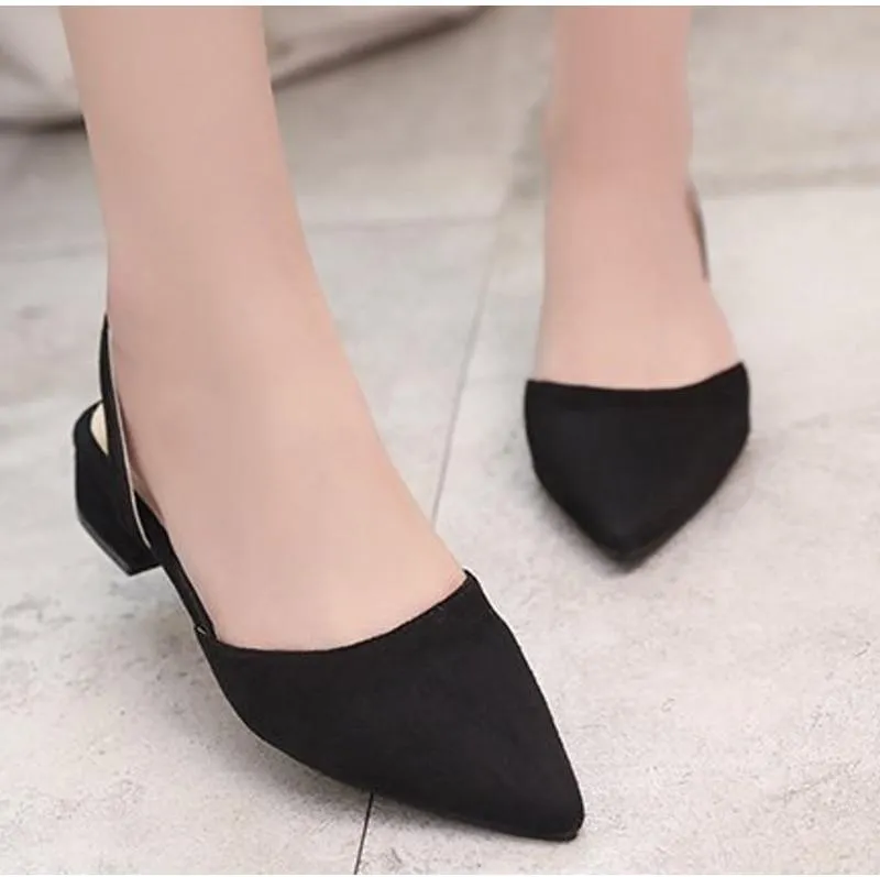 Slingback Flock Casual Footwear Pointed Toe Elegant Low Flat shoes