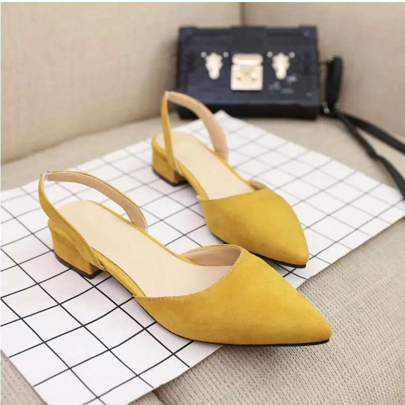 Slingback Flock Casual Footwear Pointed Toe Elegant Low Flat shoes