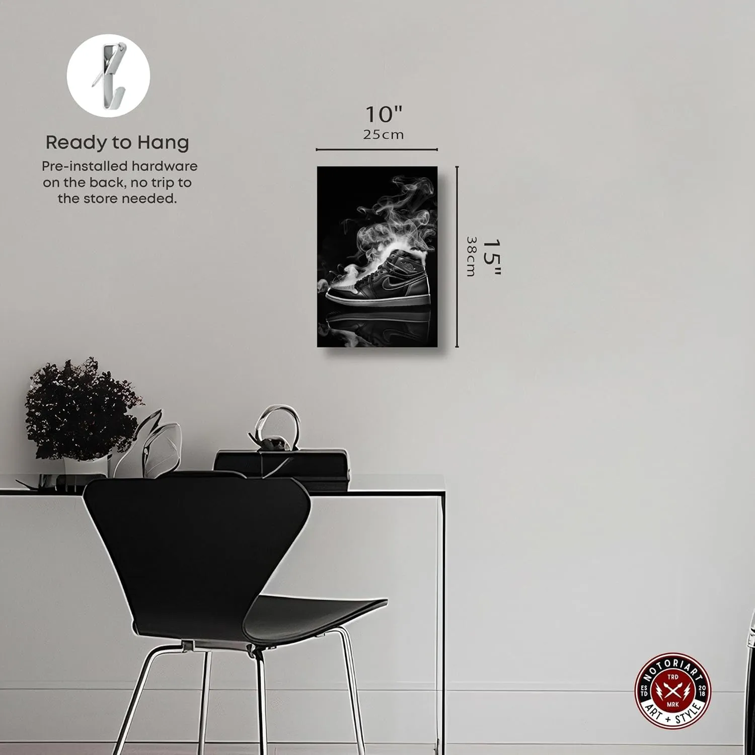 Smoking Sneaker Style Canvas Black and White Art Prints by Notoriart, Gallery Wrapped, 10" x 15"