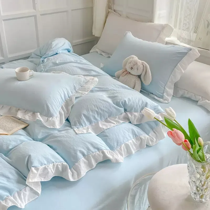 Soft Crumpled Ruffle Bedding Set