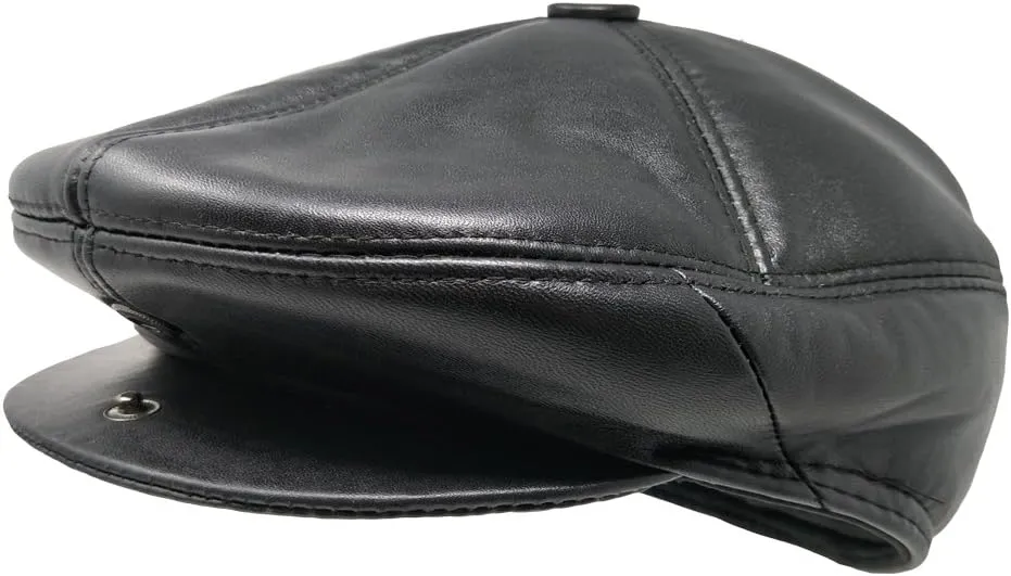Soft Lambskin Leather Flat Cap Gatsby Newsboy Driving Warm Winter Ivy Hat