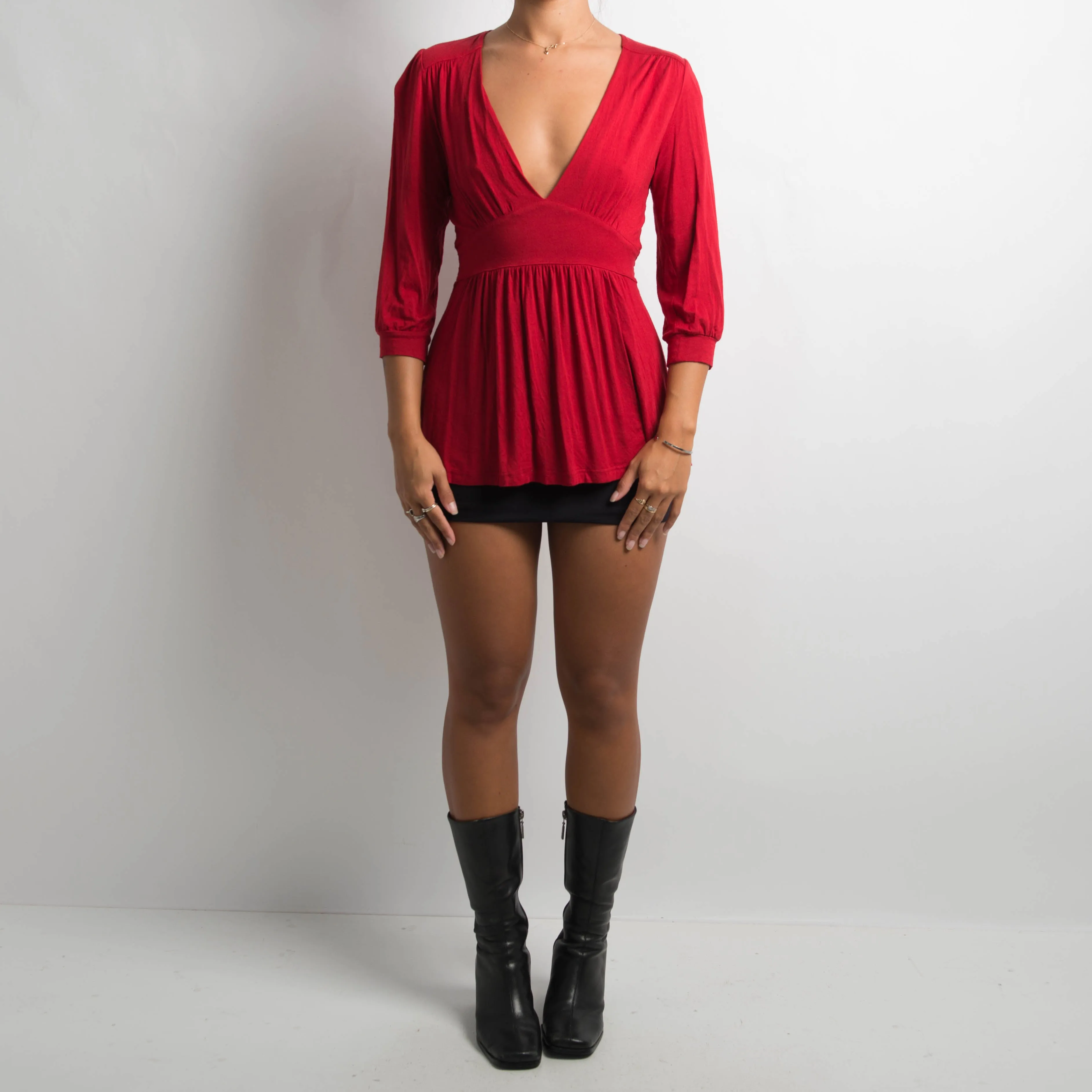 SOFT RED BABYDOLL TOP