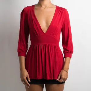 SOFT RED BABYDOLL TOP