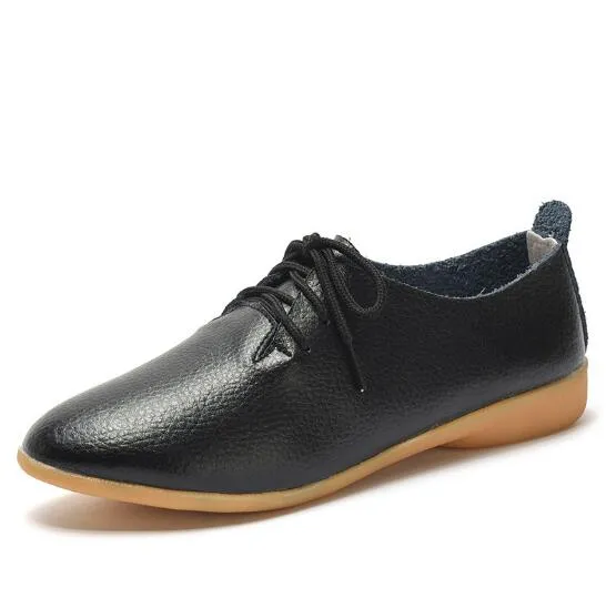 Spring Leather Autumn Casual Shoes Toe Split Trustworthy Solid Colors Timely Pointed Candy Woman