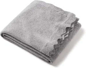 State Cashmere Luxe Scalloped Hem Lightweight Throw Blanket 100% Pure Cashmere Ultra Soft Accent Blanket for Couch, Sofa, & Bed (Pale Charcoal, 40"x30")