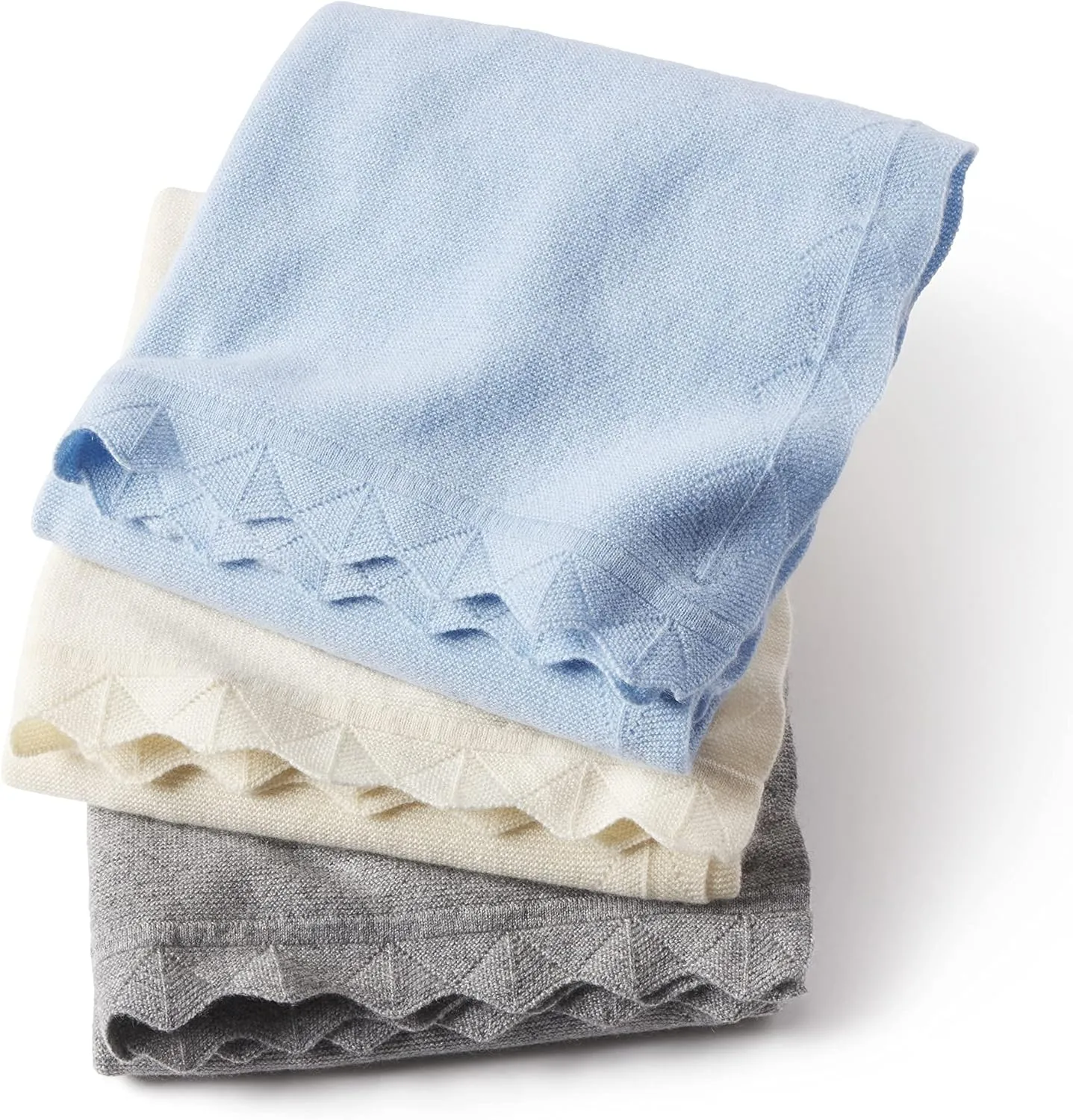 State Cashmere Luxe Scalloped Hem Lightweight Throw Blanket 100% Pure Cashmere Ultra Soft Accent Blanket for Couch, Sofa, & Bed (Pale Charcoal, 40"x30")