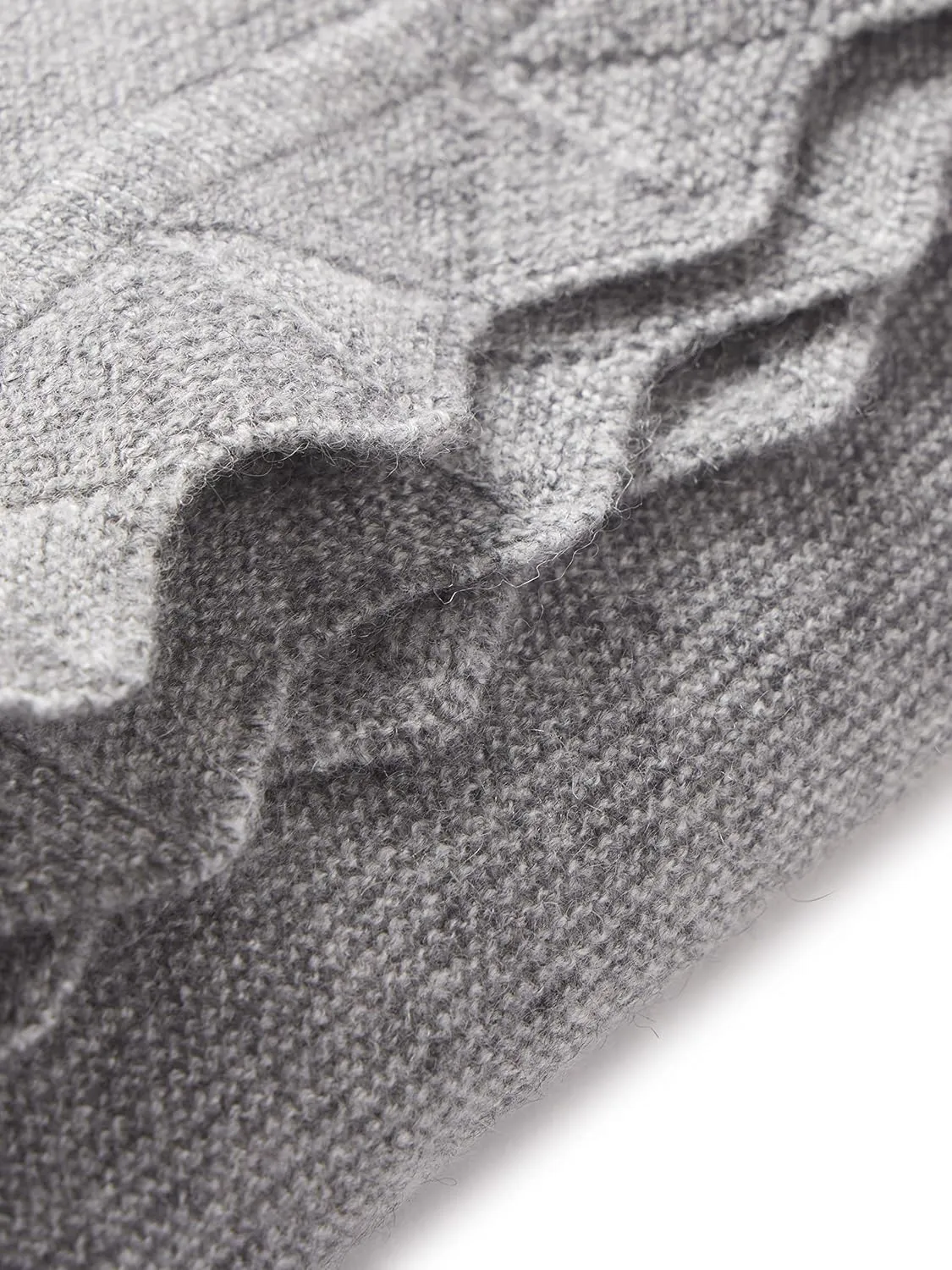 State Cashmere Luxe Scalloped Hem Lightweight Throw Blanket 100% Pure Cashmere Ultra Soft Accent Blanket for Couch, Sofa, & Bed (Pale Charcoal, 40"x30")