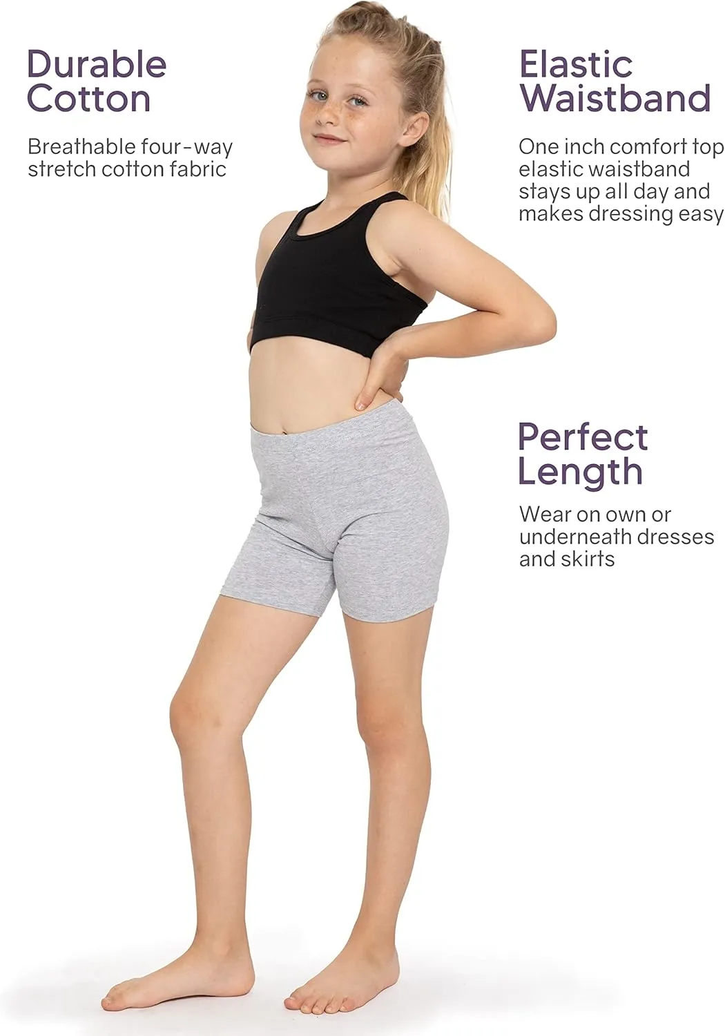 STRETCH IS COMFORT Girl's Cotton Biker Shorts | 3 Pack | Size 4-16 |