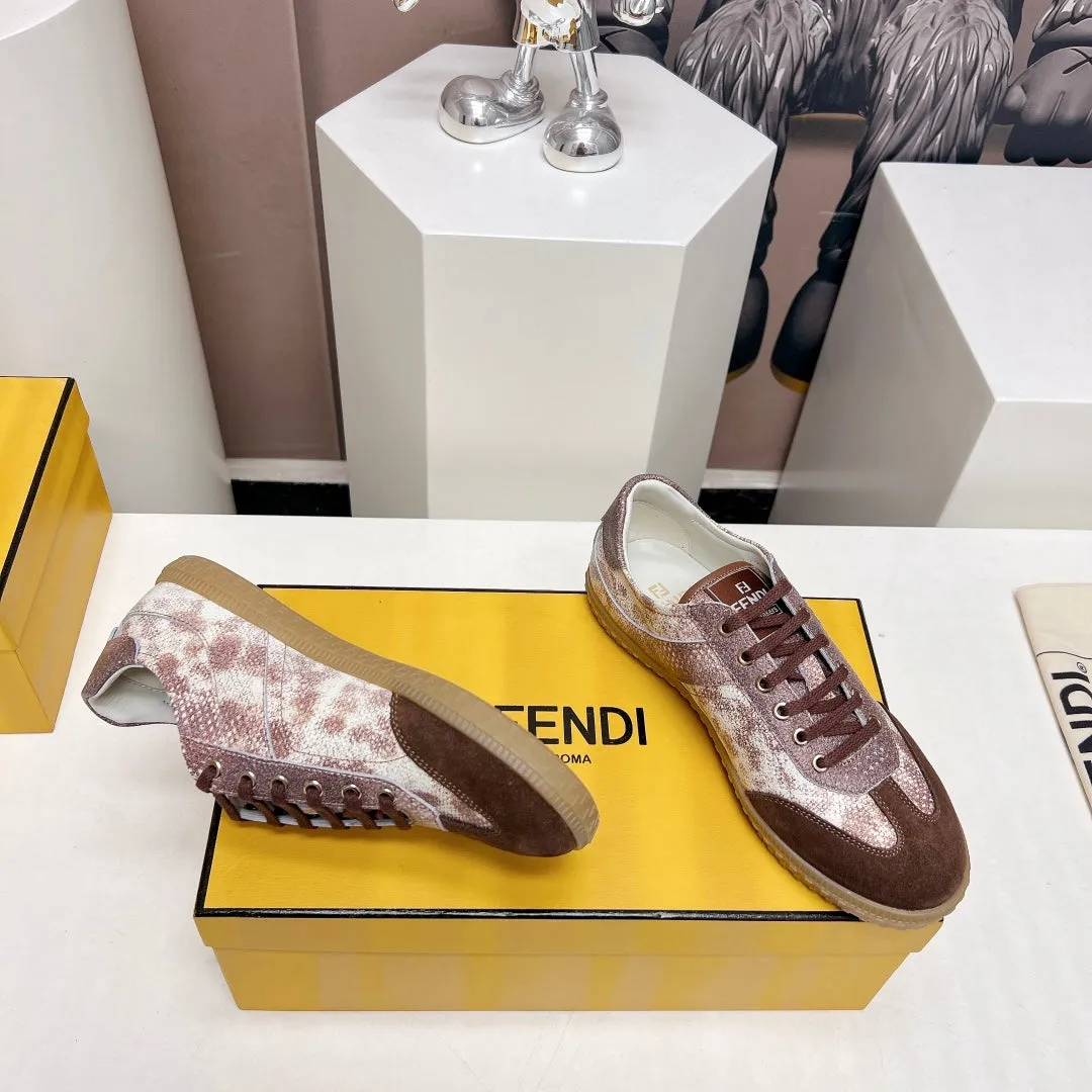 SUEDE UMBER FLIGHT Clear guidance BROWN IN Safe transactions LAMBSKIN FENDI FENDI AND SNEAKER