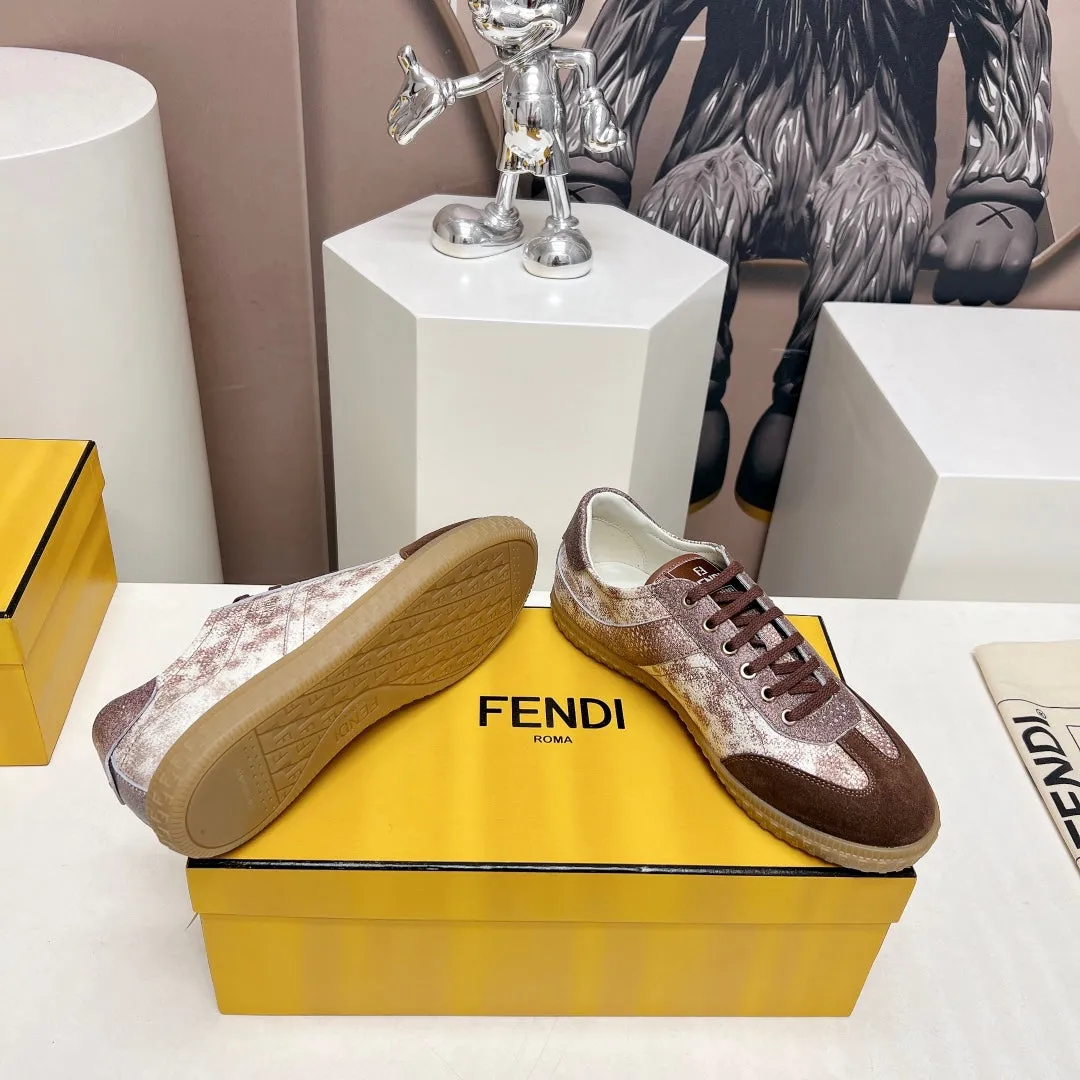 SUEDE UMBER FLIGHT Clear guidance BROWN IN Safe transactions LAMBSKIN FENDI FENDI AND SNEAKER