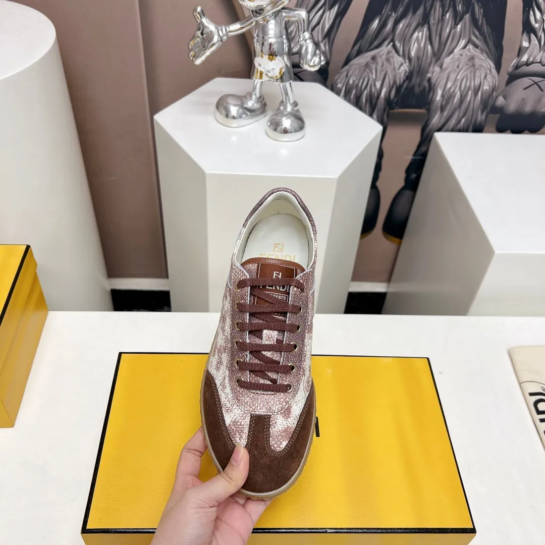 SUEDE UMBER FLIGHT Clear guidance BROWN IN Safe transactions LAMBSKIN FENDI FENDI AND SNEAKER