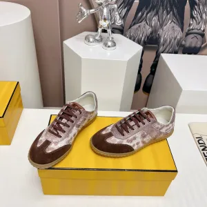 SUEDE UMBER FLIGHT Clear guidance BROWN IN Safe transactions LAMBSKIN FENDI FENDI AND SNEAKER