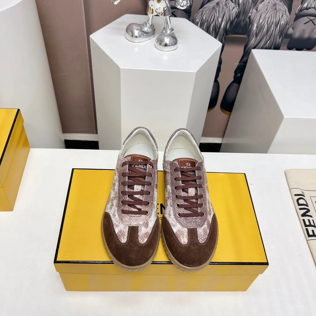 SUEDE UMBER FLIGHT Clear guidance BROWN IN Safe transactions LAMBSKIN FENDI FENDI AND SNEAKER