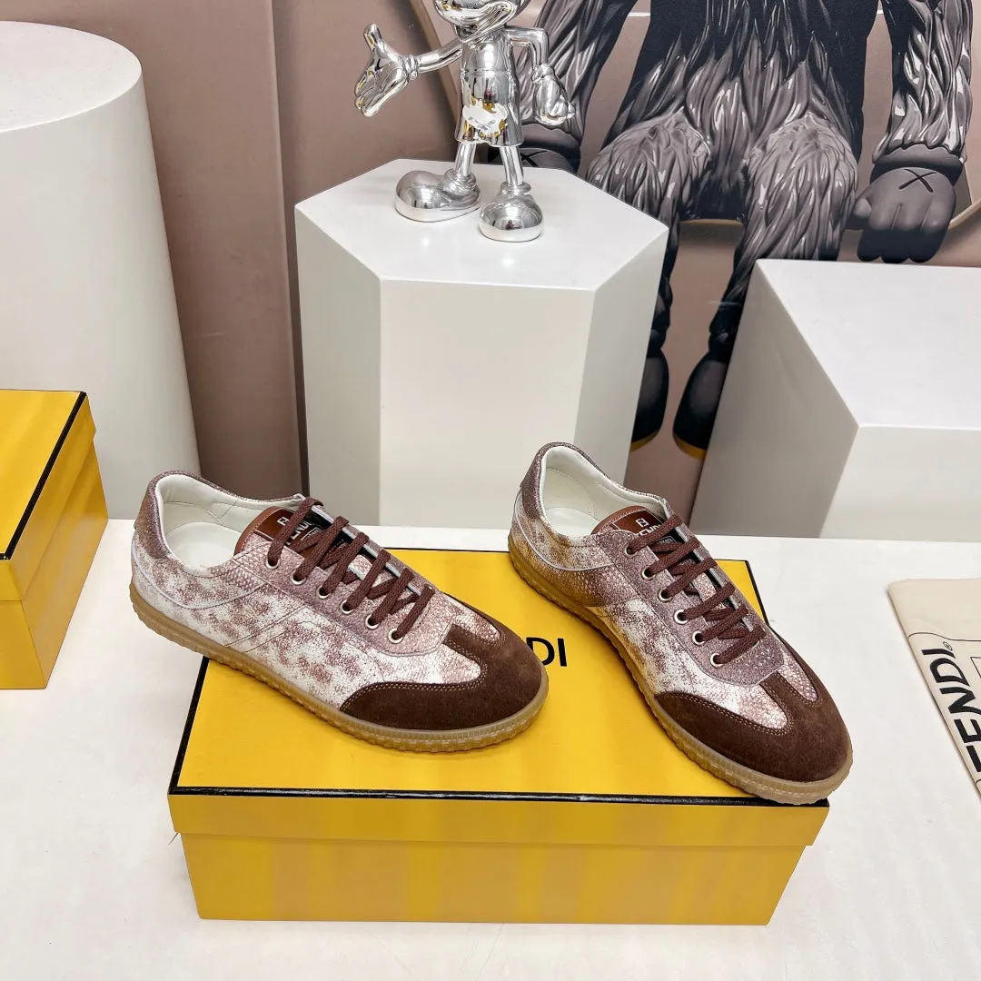 SUEDE UMBER FLIGHT Clear guidance BROWN IN Safe transactions LAMBSKIN FENDI FENDI AND SNEAKER