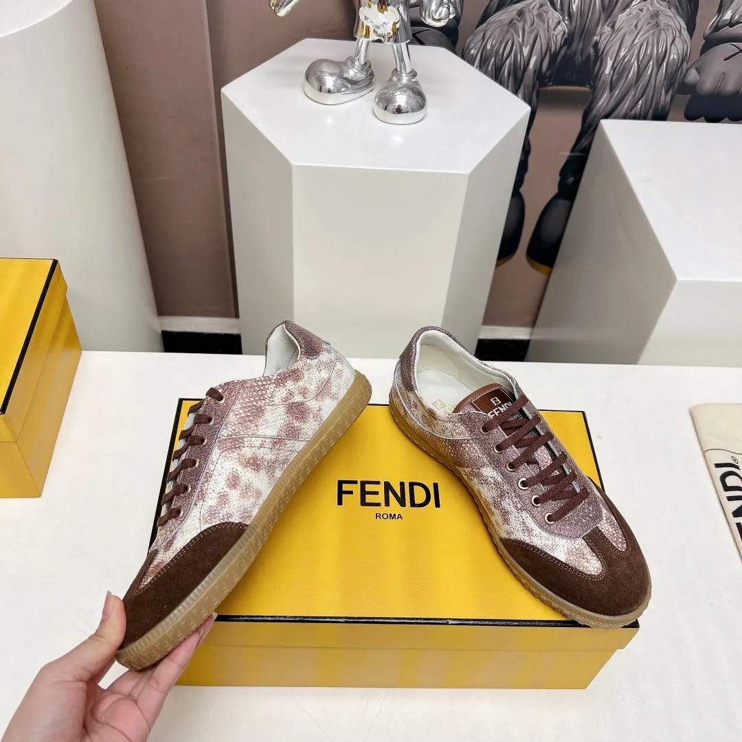 SUEDE UMBER FLIGHT Clear guidance BROWN IN Safe transactions LAMBSKIN FENDI FENDI AND SNEAKER