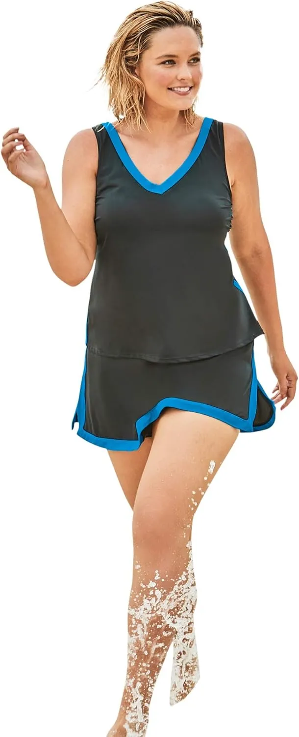 Swim 365 Women's Plus Size 2-Piece Swim Skirtini Set