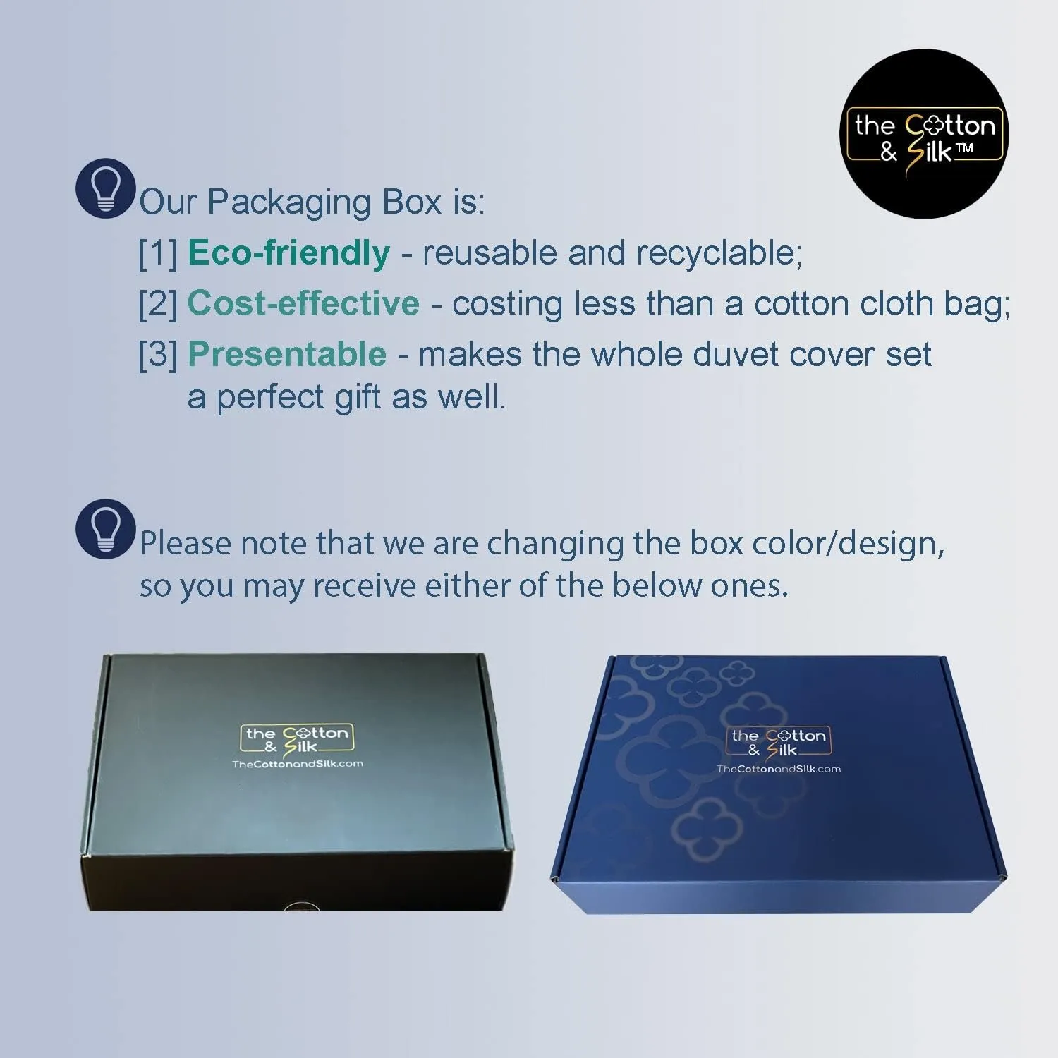 THE COTTON & SILK 100% Luxury Long-Staple Cotton Duvet Cover Set - Soft & Breathable, Queen Size, Misty Blue   White (1 Duvet Cover with Corner Ties & Hidden Zipper, 2 Pillow Shams)