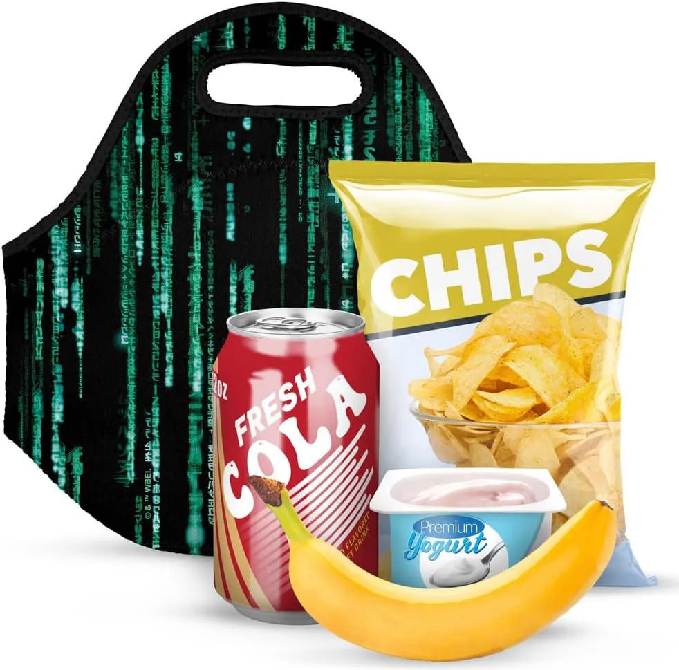The Matrix Code Soft Neoprene Lunch Bag, Lightweight, Insulated, Reusable for School, Work, Office