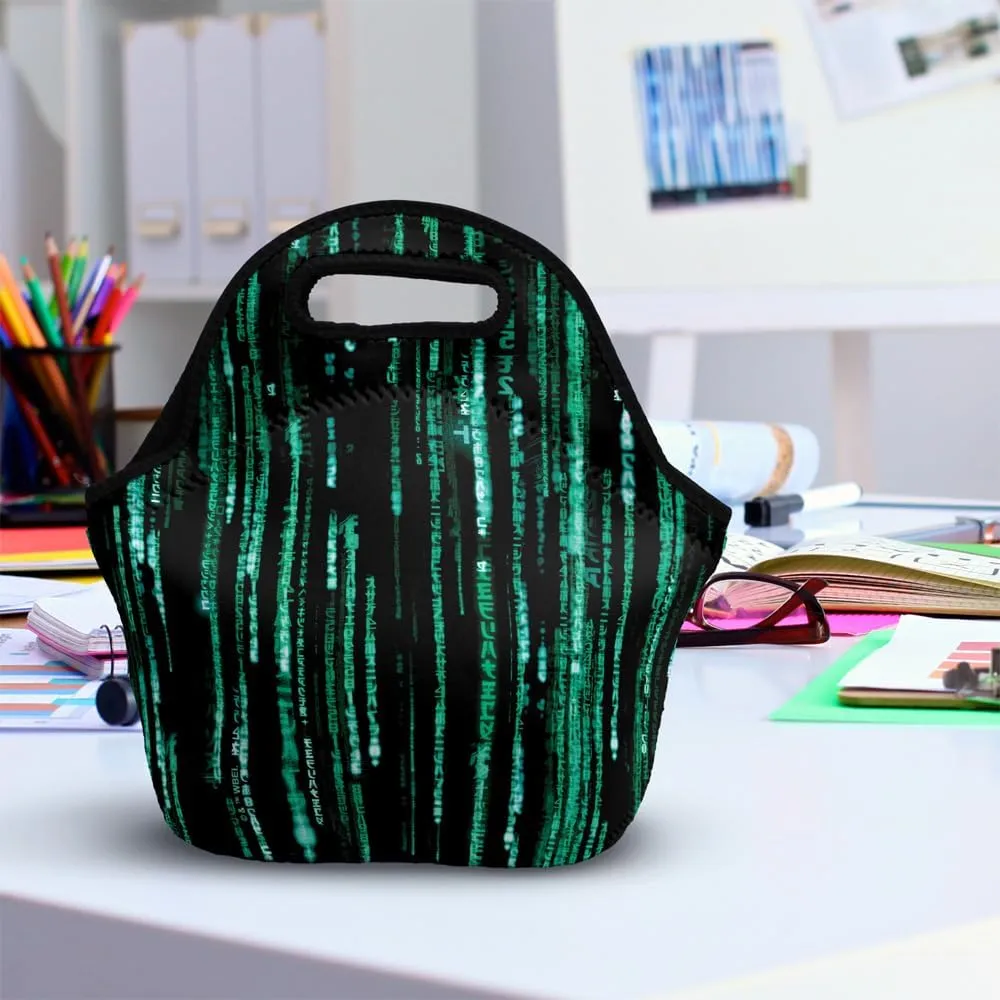 The Matrix Code Soft Neoprene Lunch Bag, Lightweight, Insulated, Reusable for School, Work, Office