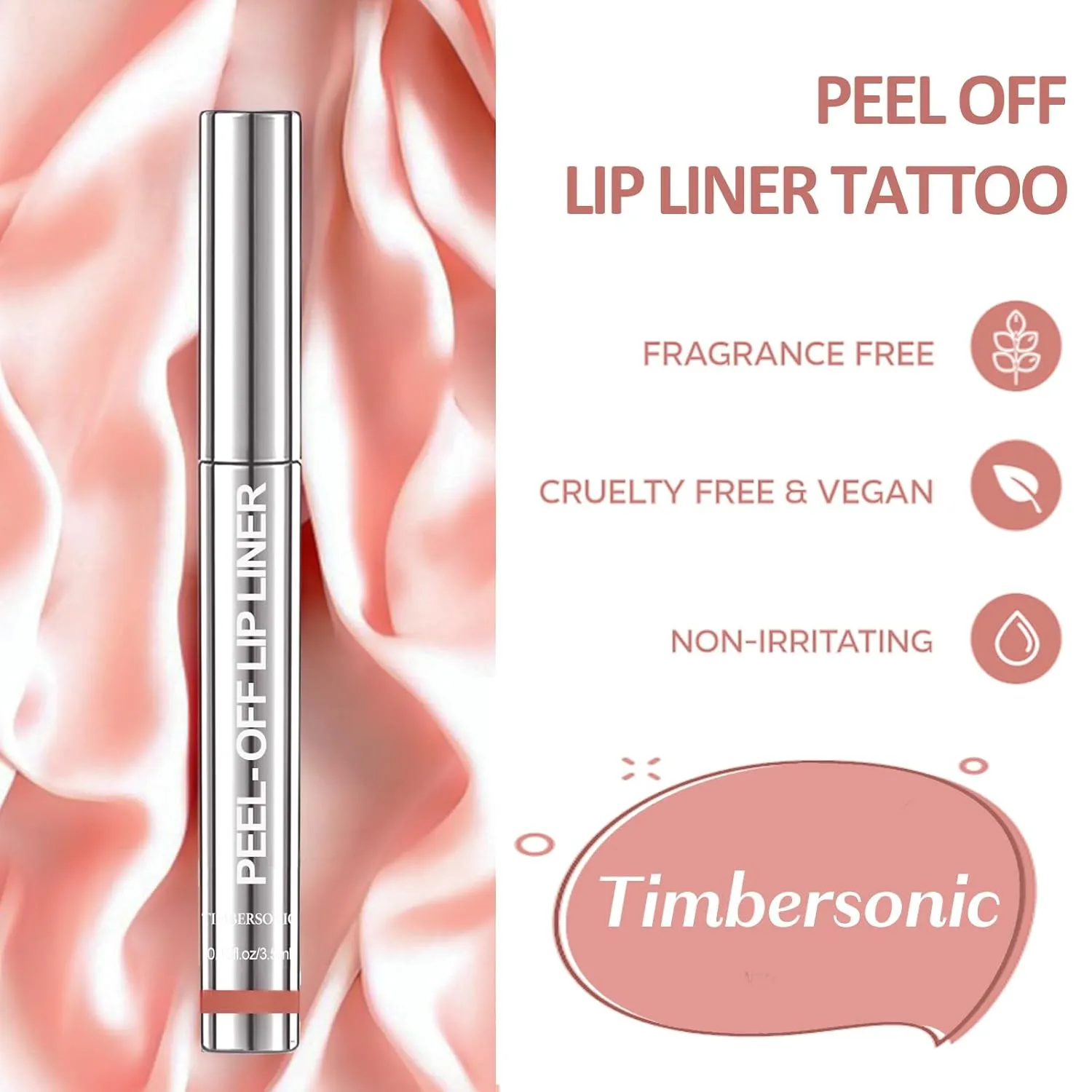 Timbersonic Peel off Lip Liner, Timbersonic Peel off Lip Stain, 8 Colors Lip Stain Peel off Tint Tattoo Color Waterproof Long-Lasting, No Smudging, Non-Stick Cup (#00 02 07)