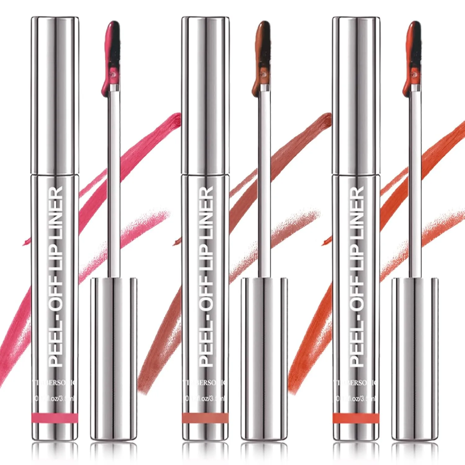 Timbersonic Peel off Lip Liner, Timbersonic Peel off Lip Stain, 8 Colors Lip Stain Peel off Tint Tattoo Color Waterproof Long-Lasting, No Smudging, Non-Stick Cup (#00 02 07)