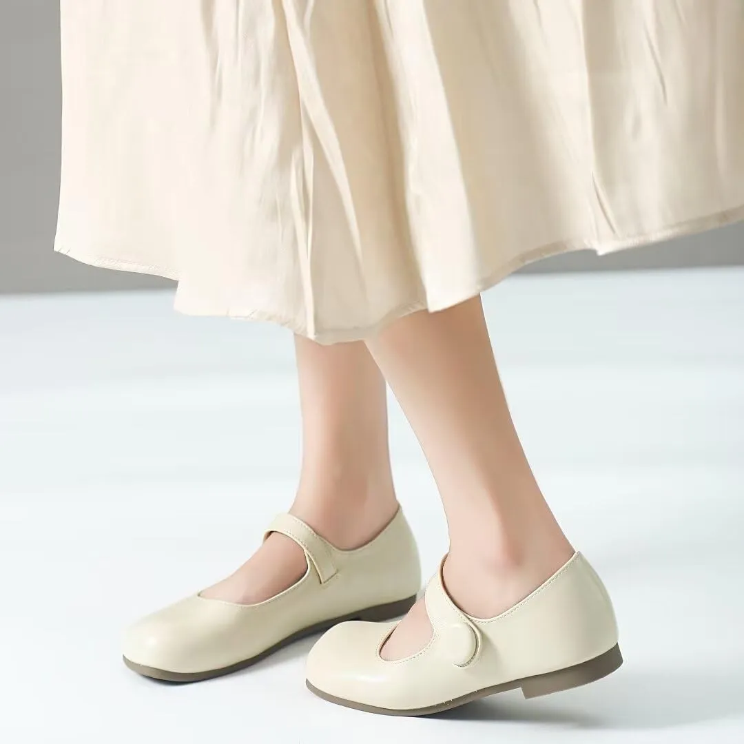 TN TANGNEST Women's Flats Classical Square Toe One Line Strap Mary Jane Flats Soft Slip On Flats