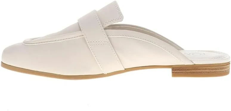 TOMS Womens Lynette Leather Mule Loafers Casual - White