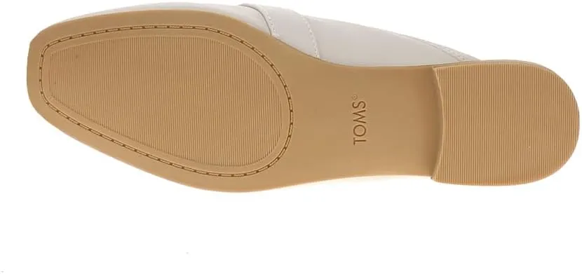 TOMS Womens Lynette Leather Mule Loafers Casual - White