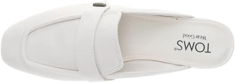 TOMS Womens Lynette Leather Mule Loafers Casual - White