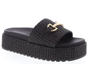 Top Tracy-36 Chunky Platform Slip-on  Open Round Toe Mule Slide-black