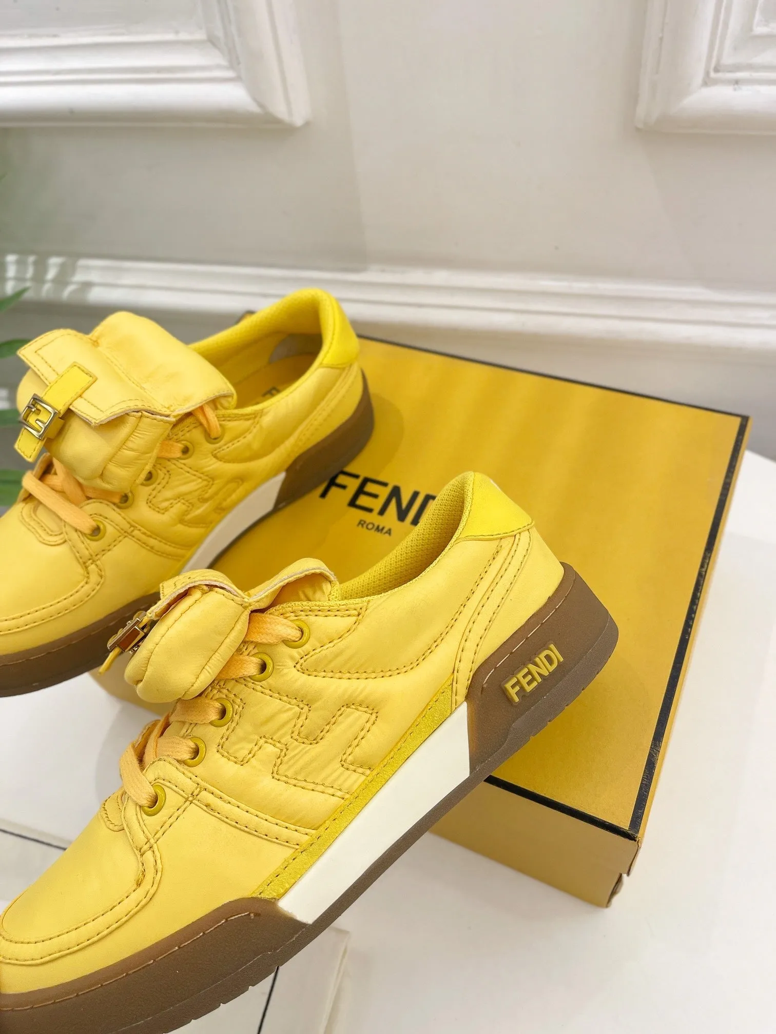 TRAINER FENDI SNEAKER Curated collection YELLOW CORN IN LAMBSKIN FENDI Friendly support