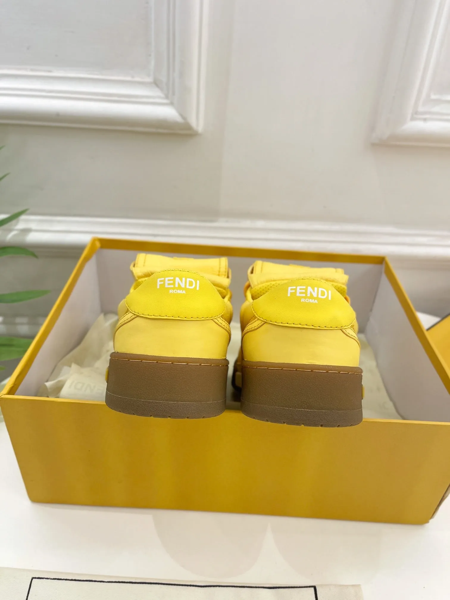 TRAINER FENDI SNEAKER Curated collection YELLOW CORN IN LAMBSKIN FENDI Friendly support