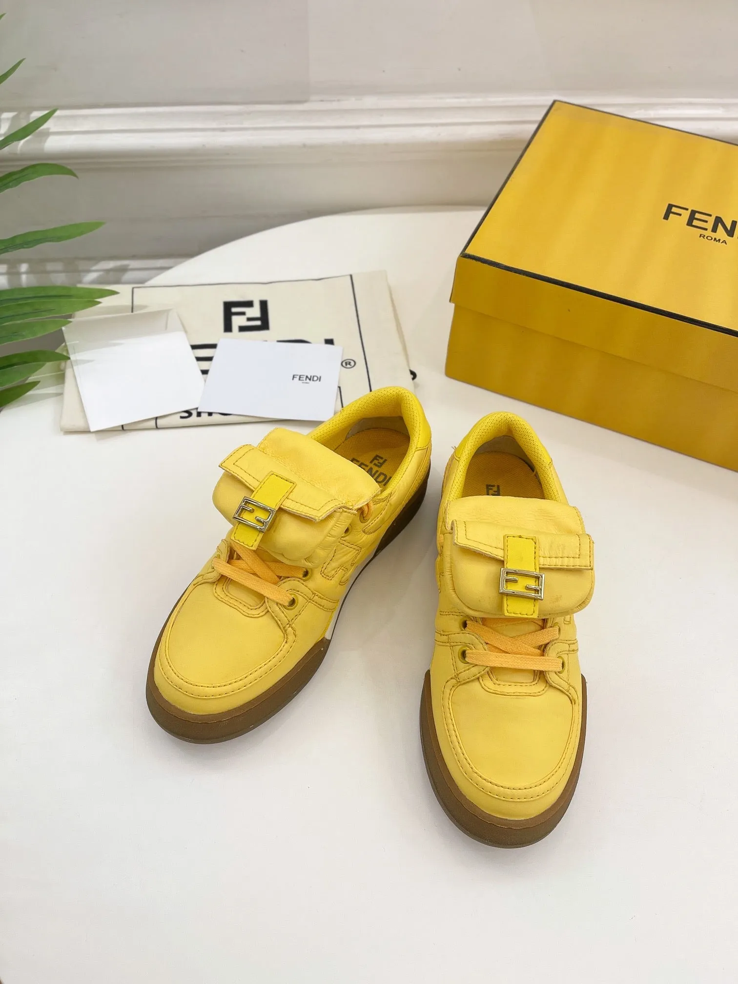 TRAINER FENDI SNEAKER Curated collection YELLOW CORN IN LAMBSKIN FENDI Friendly support