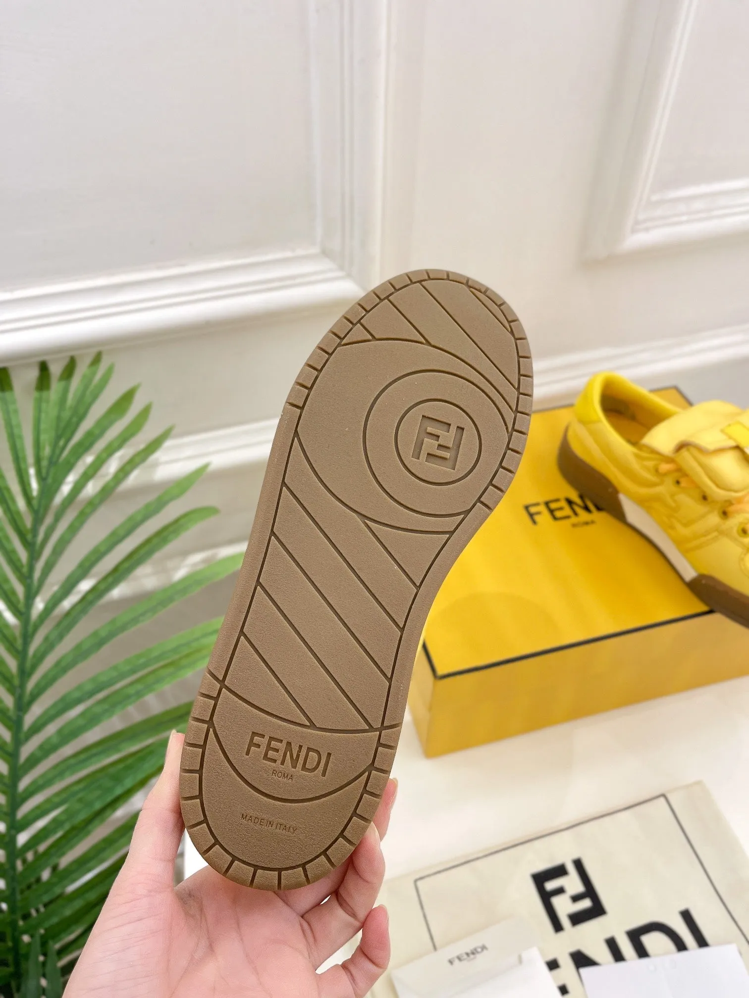 TRAINER FENDI SNEAKER Curated collection YELLOW CORN IN LAMBSKIN FENDI Friendly support