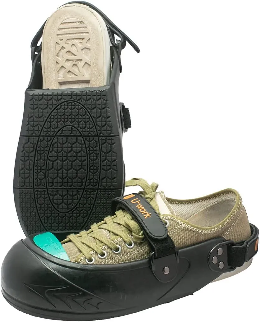 Unique Double Hook and Loop Straps Safety Overshoes Steel Toe Caps, Titanium Aluminum Alloy Toe Shoe Covers, Steel Toe Covers, Slip Resistant Alloy Toe Overshoe, Visitor Safety Overshoe, XL, Green