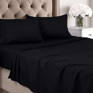 Utopia Bedding Queen Sheet Set - Brushed Microfiber - Soft Bed Sheets for Queen Size Bed Set - Includes 1 Fitted, 1 Flat, & 2 Pillow Cases - Deep Pocket (Black)