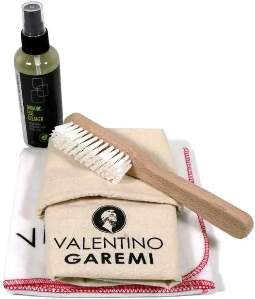 VALENTINO GAREMI Sneaker Cleaning Kit – Shoe Cleaner Set for All Materials Fabric Leather Suede Canvas White Converse Style – Stain Mark Clean and Remove – Brush Natural Solution Cotton Cloth