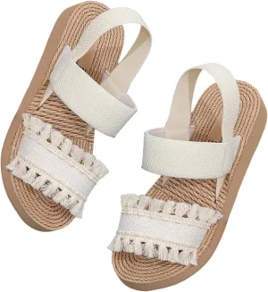 Verdusa Women's Woven Ankle Strap Sandals Double Band Open Toe Braided Summer Flat Shoes