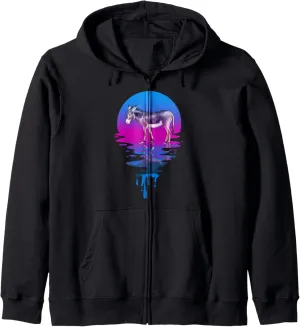 Vintage Retro Sunset Mule Zip Hoodie