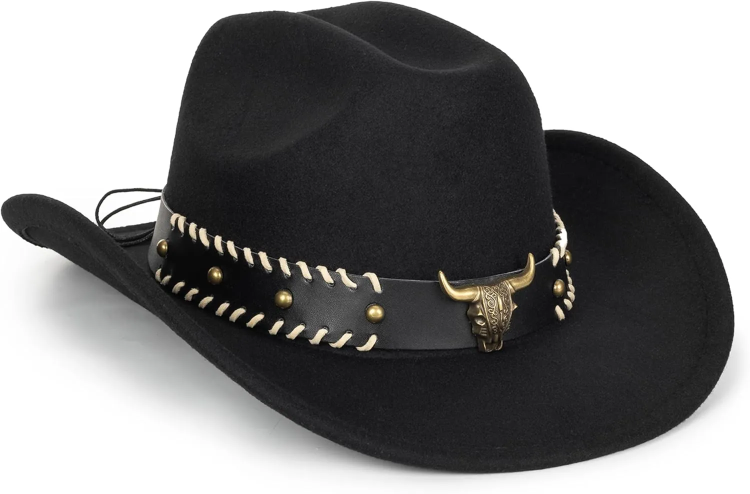Vintage Western Cowboy Hat for Men Women - Wide Brim Cowgirl Fedora Bling Hats with Diamonds M