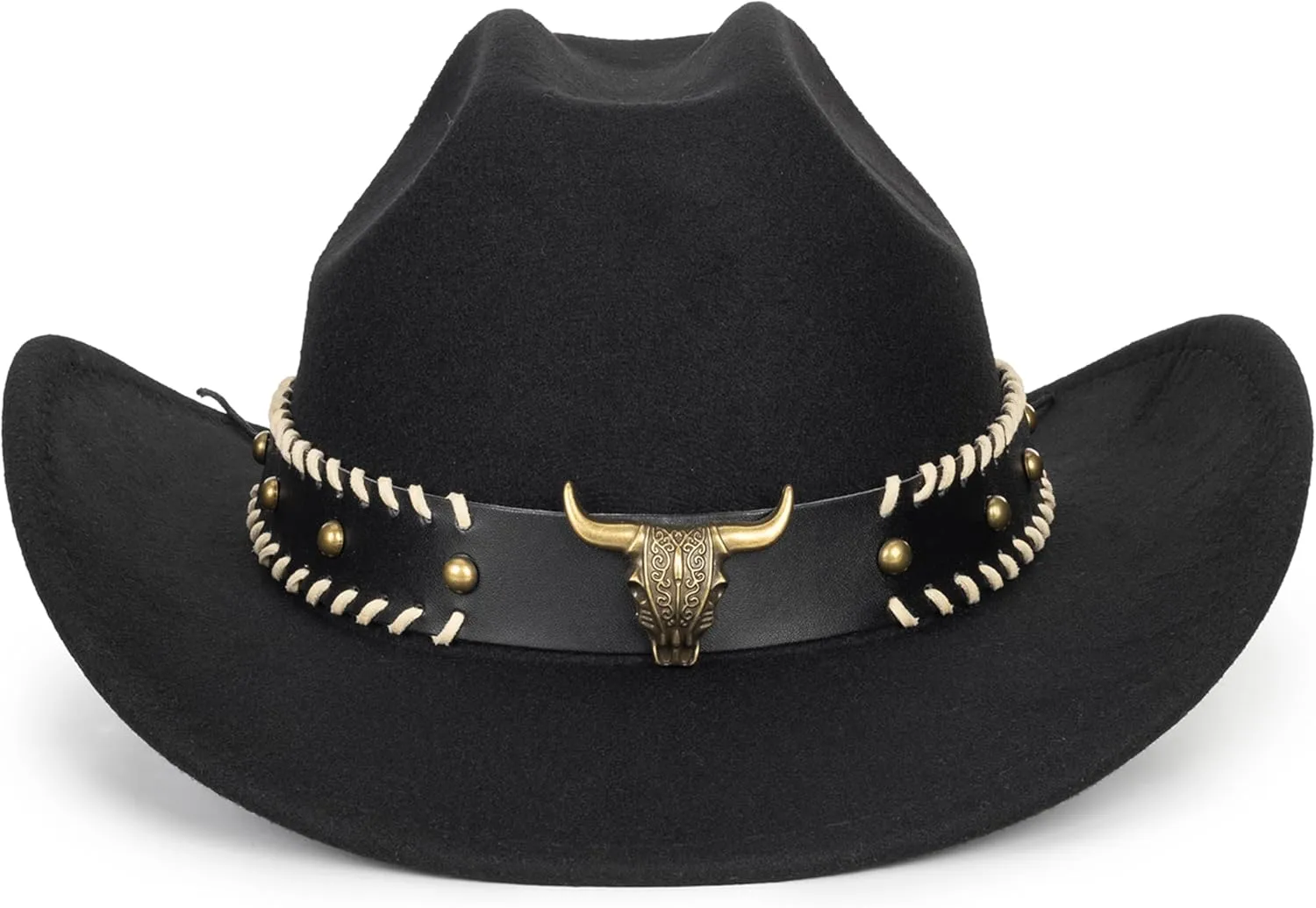 Vintage Western Cowboy Hat for Men Women - Wide Brim Cowgirl Fedora Bling Hats with Diamonds M