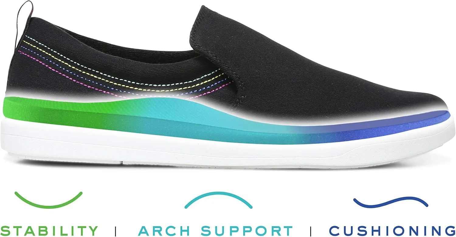 Vionic Beach Marshall Slip On Sneakers for Women-Sustainable Shoes That Include Three-Zone Comfort with Orthotic Insole Arch Support, Machine Wash Safe- Sizes 5-11