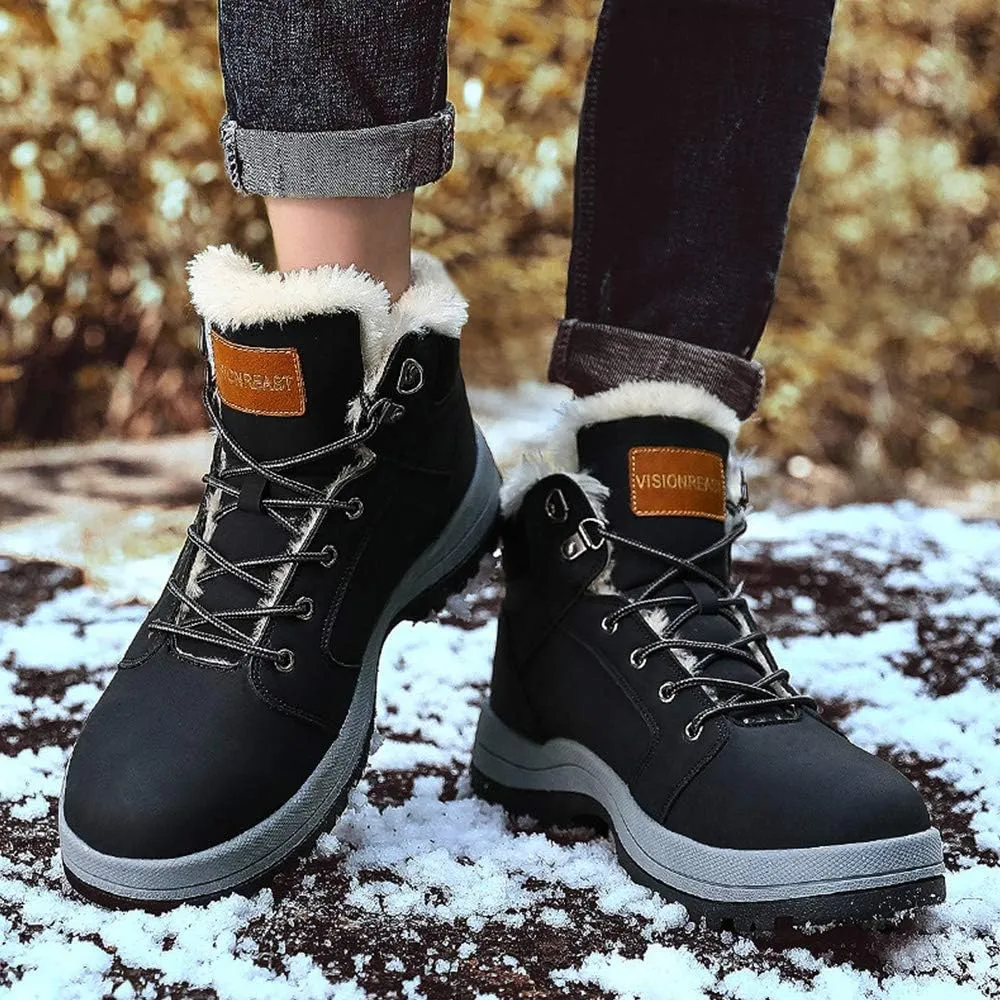 visionreast Men Womens Winter Snow Boots Insulated Outdoor Hiking Shoes Fur Lined Warm Boots
