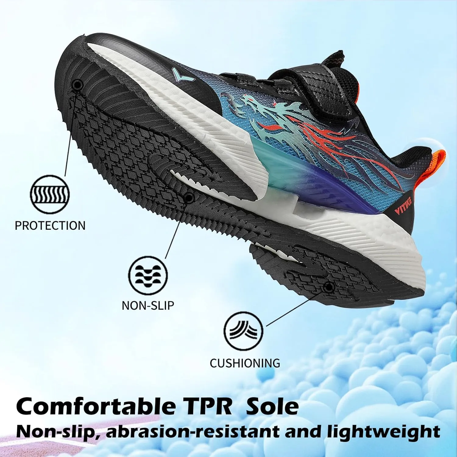 VITUOFLY Boys Sneakers Kids Running Shoes Girls Mesh Fitness Shoe Indoor Training Sneaker Lightweight Outdoor Sports Athletic Tennis Shoes for Little Kid/Big Kid