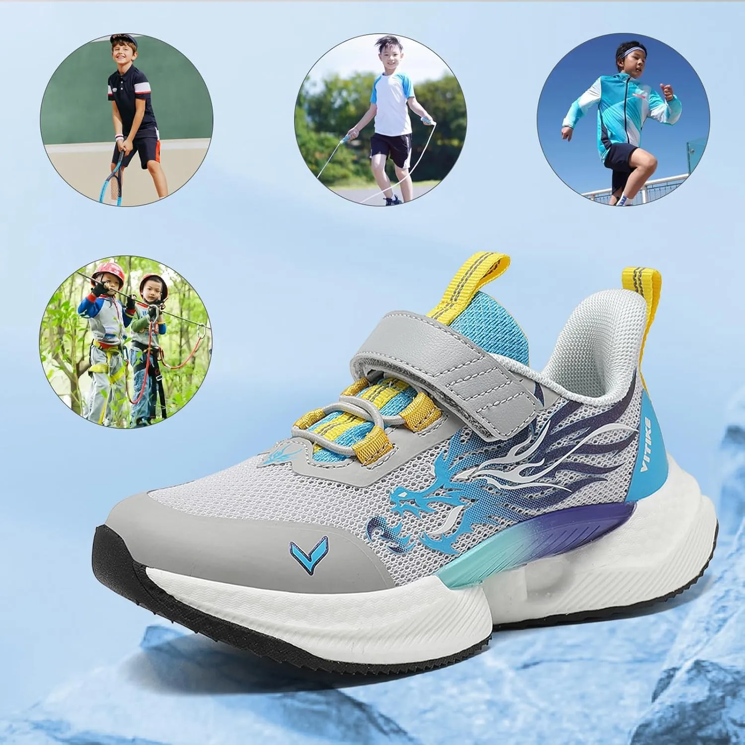 VITUOFLY Boys Sneakers Kids Running Shoes Girls Mesh Fitness Shoe Indoor Training Sneaker Lightweight Outdoor Sports Athletic Tennis Shoes for Little Kid/Big Kid