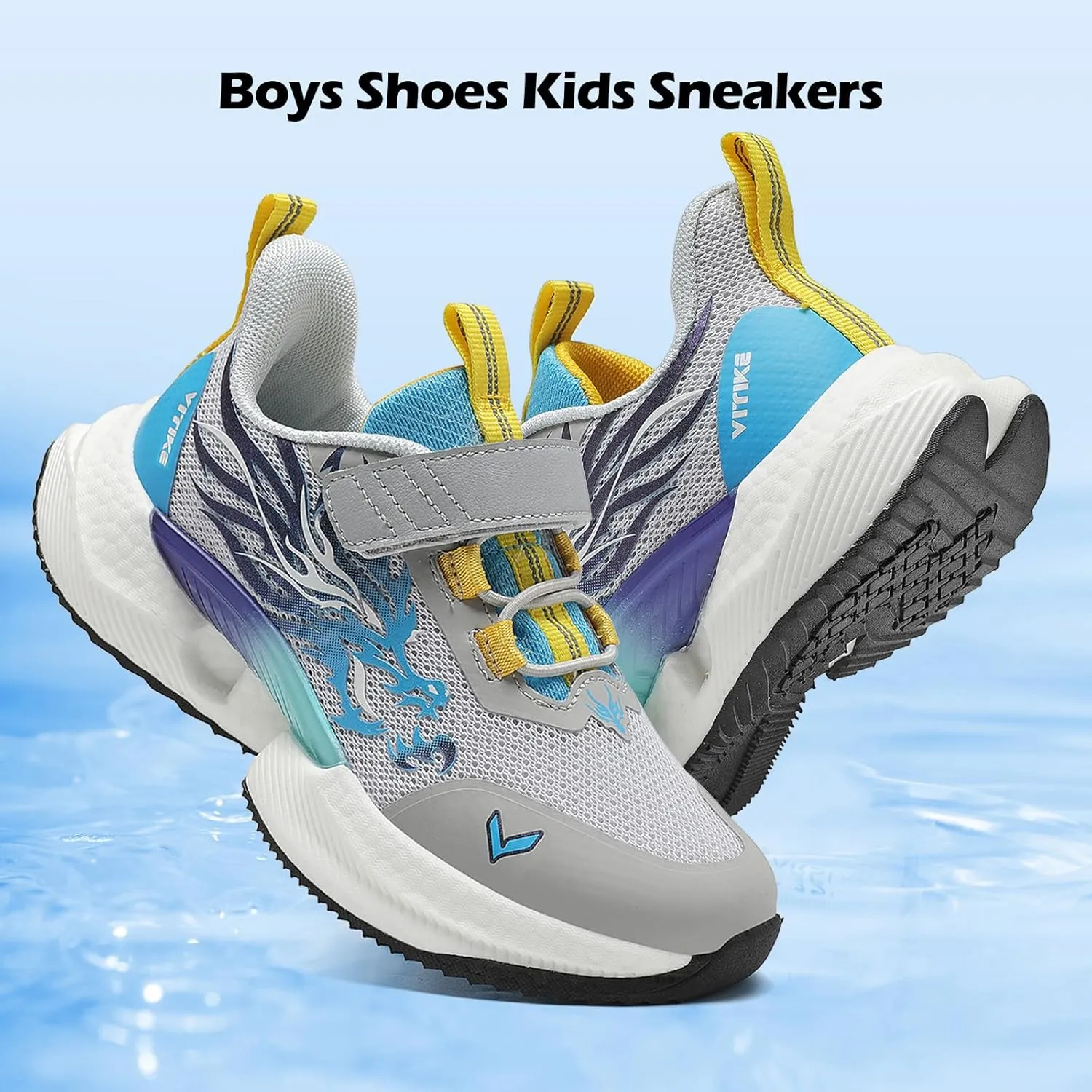 VITUOFLY Boys Sneakers Kids Running Shoes Girls Mesh Fitness Shoe Indoor Training Sneaker Lightweight Outdoor Sports Athletic Tennis Shoes for Little Kid/Big Kid