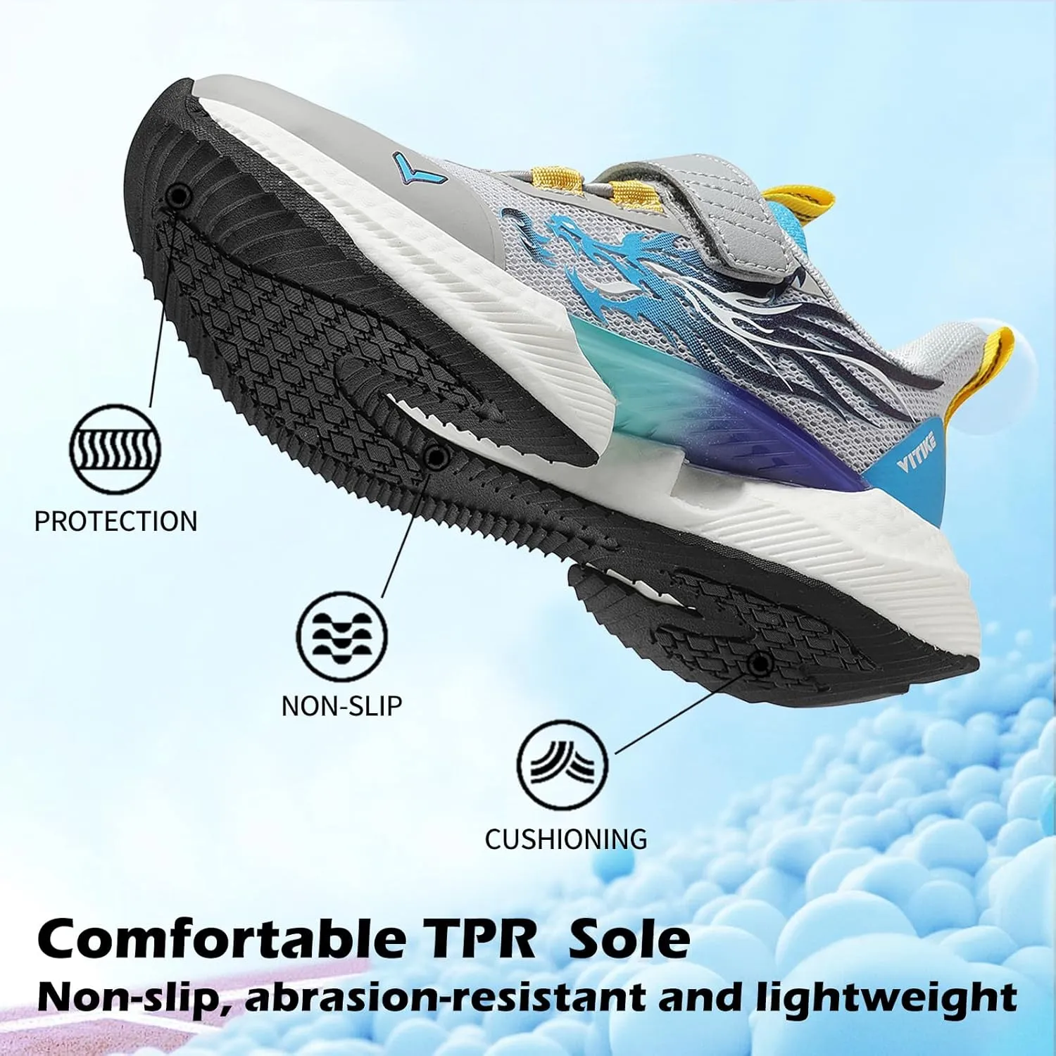 VITUOFLY Boys Sneakers Kids Running Shoes Girls Mesh Fitness Shoe Indoor Training Sneaker Lightweight Outdoor Sports Athletic Tennis Shoes for Little Kid/Big Kid